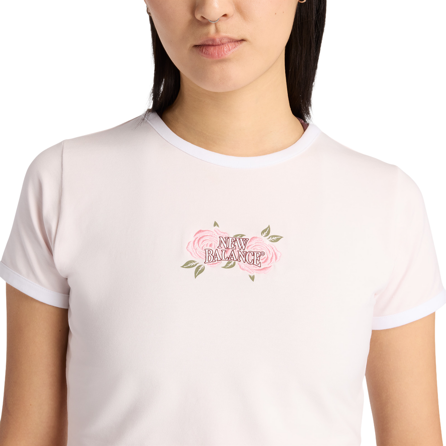 New Balance Linear Rose Baby Doll T-Shirt - Women's - Pink Salt/Pink Salt