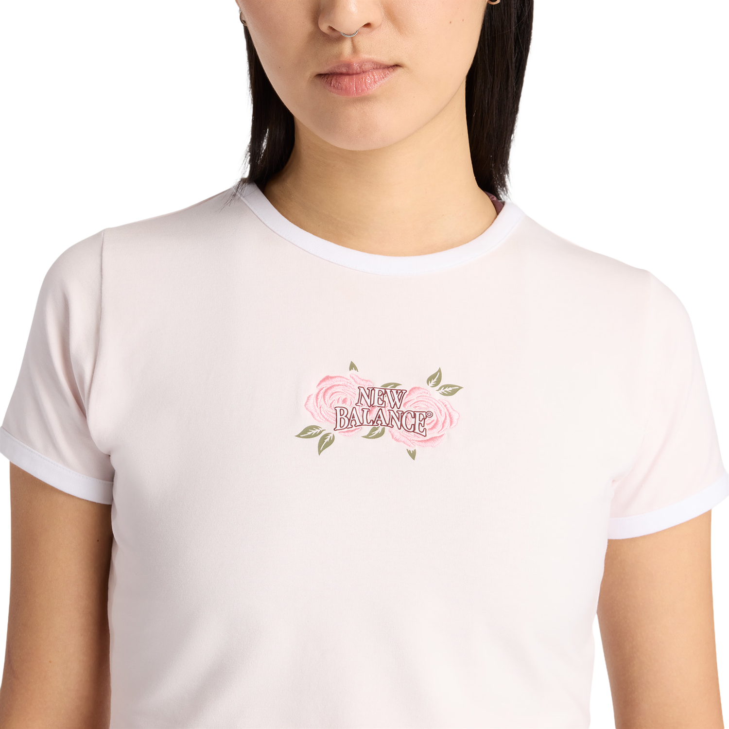 New Balance Linear Rose Baby Doll T-Shirt - Women's - Pink Salt/Pink Salt