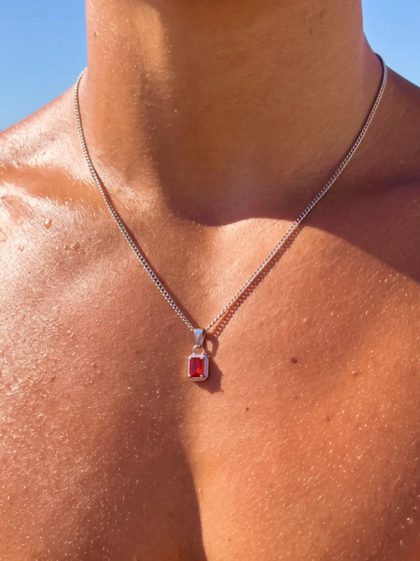RED GEMSTONE CHAIN | Silver