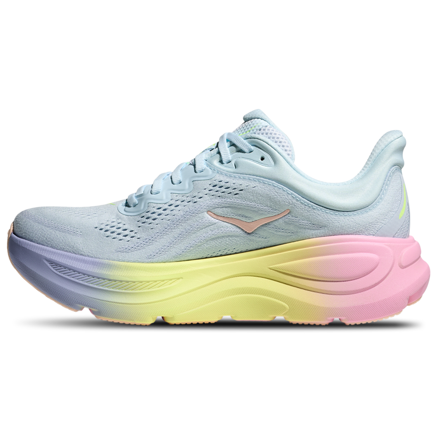 HOKA Bondi 9 - Women's - Yellow/Overcast Grey/Glimmering Blue