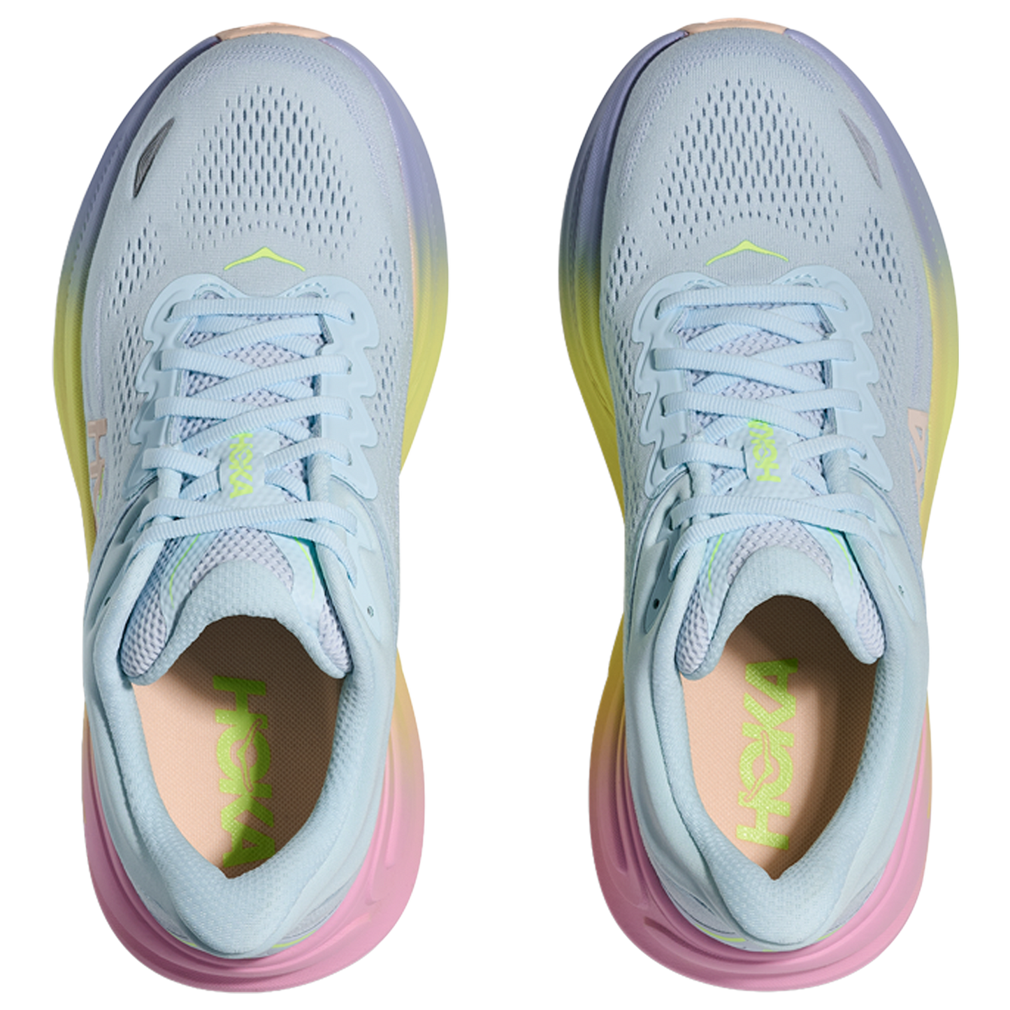 HOKA Bondi 9 - Women's - Yellow/Overcast Grey/Glimmering Blue