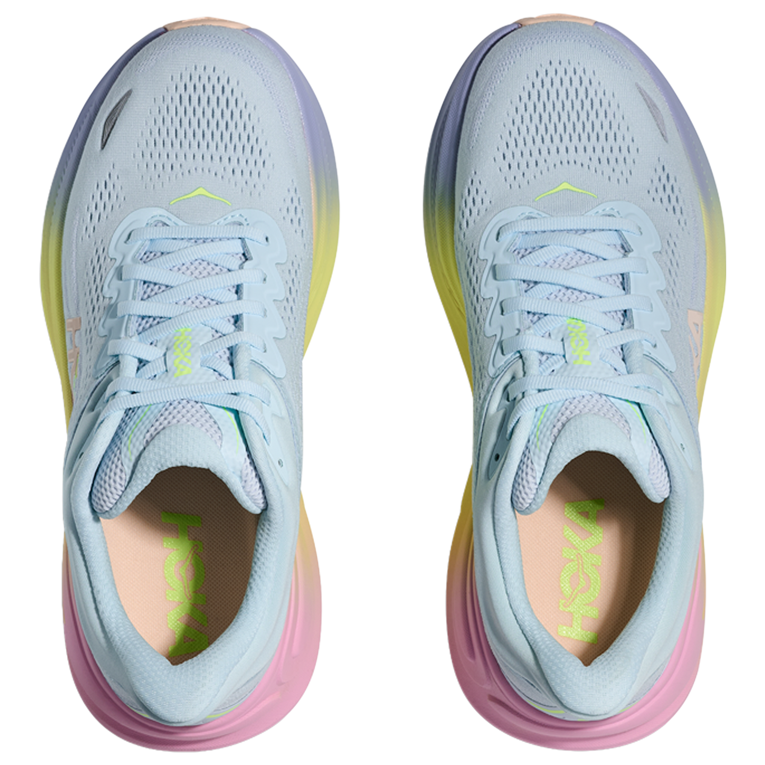 HOKA Bondi 9 - Women's - Yellow/Overcast Grey/Glimmering Blue