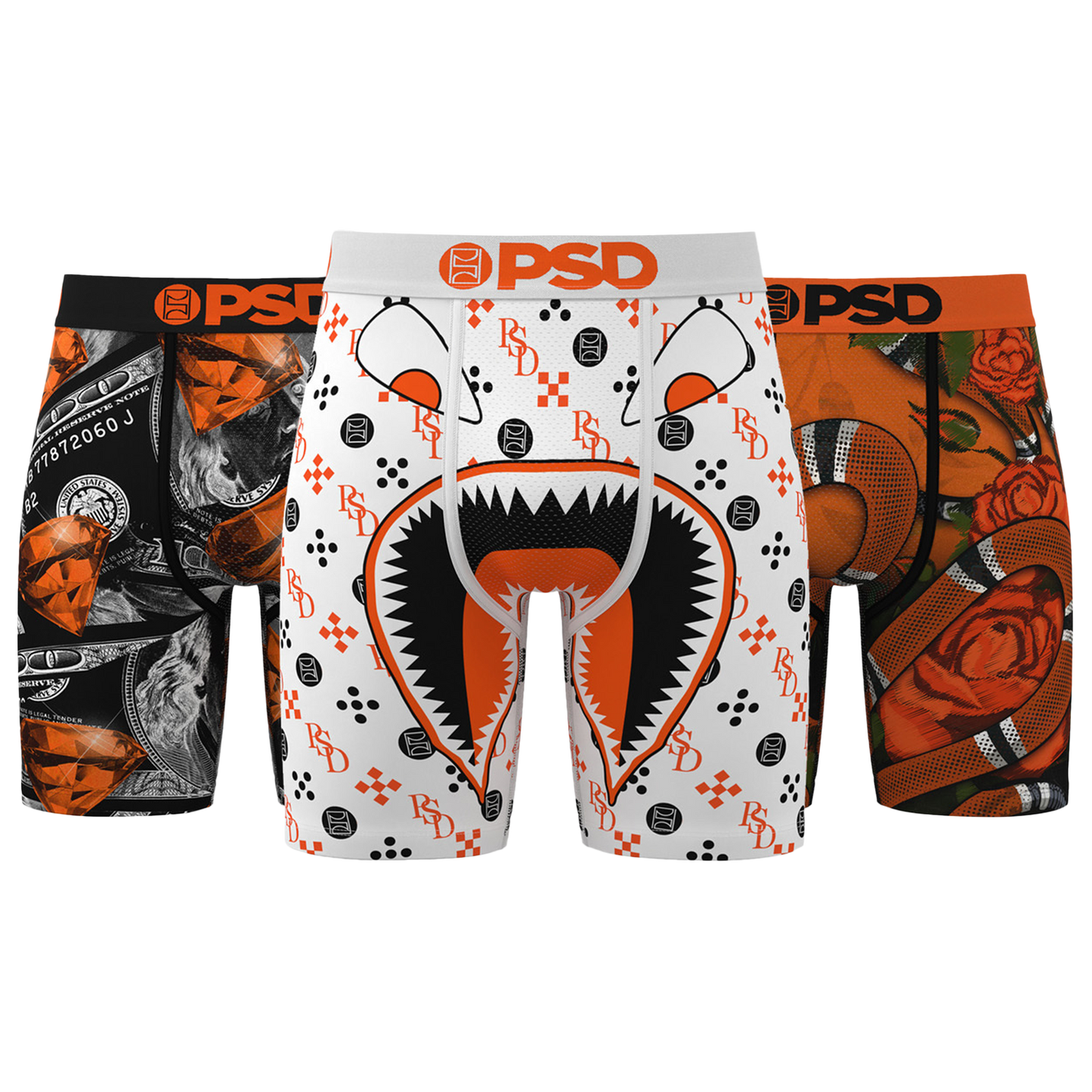PSD WF 3PK Shattered Backboard Underwear - Men's - Orange/Black
