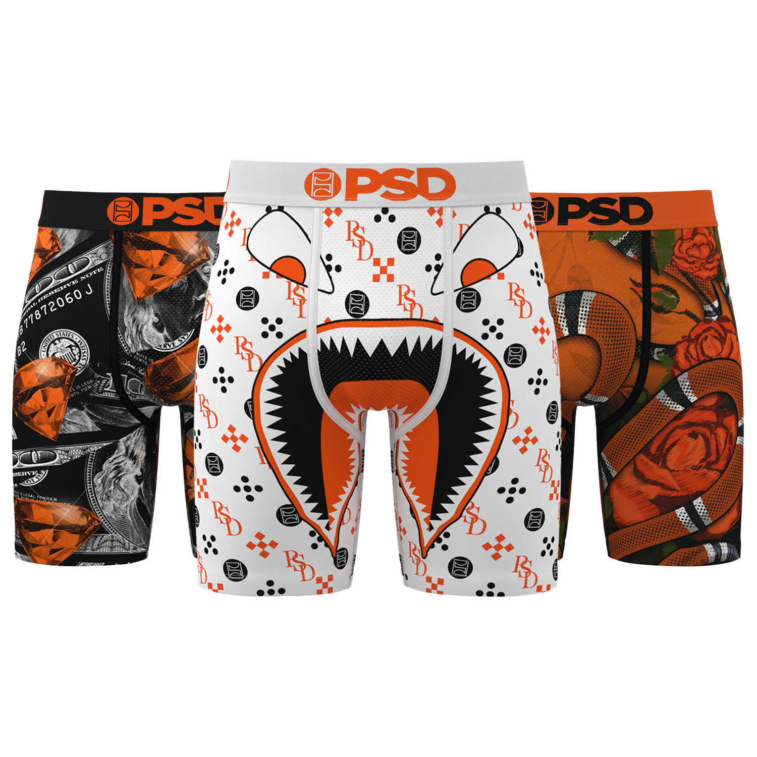PSD WF 3PK Shattered Backboard Underwear - Men's - Orange/Black
