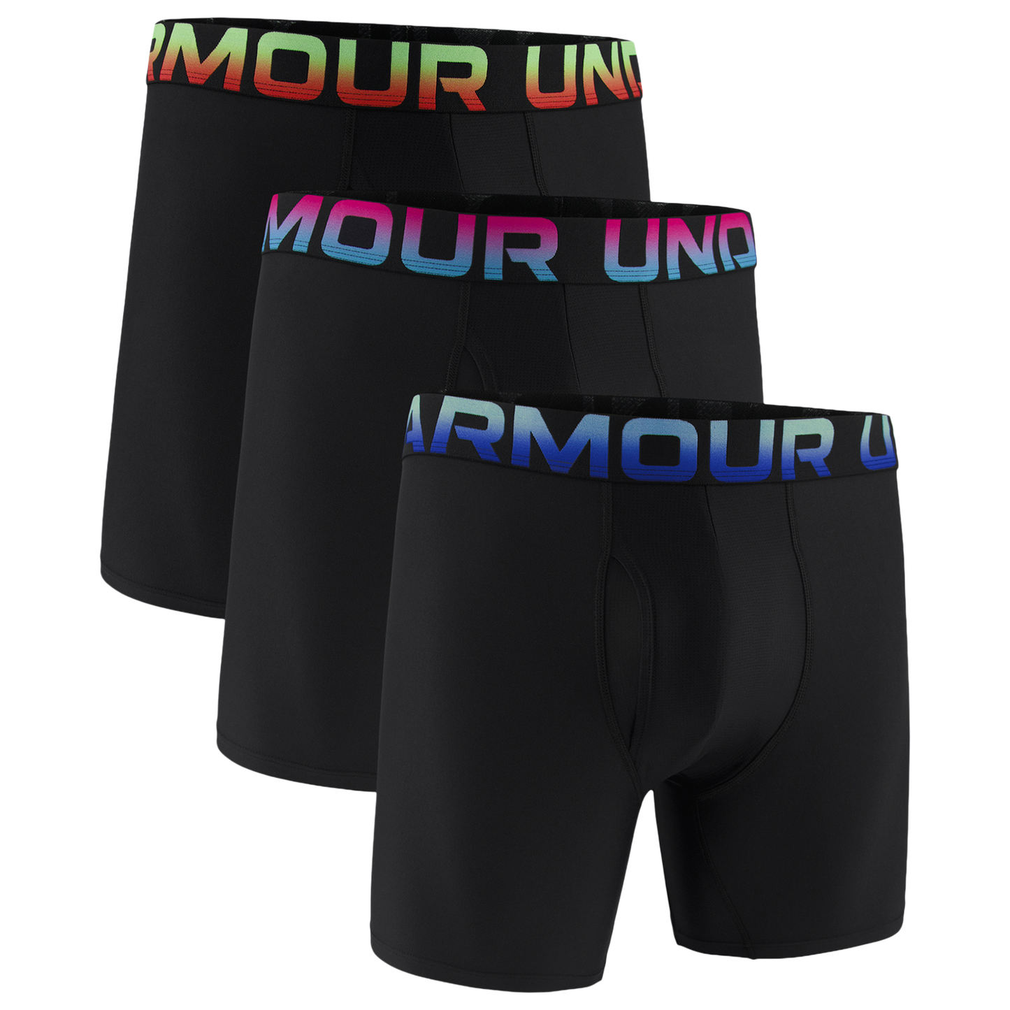 Under Armour Performance Tech Boxer Brief- Solid 6 IN 3PK - Men's - Lumos Lime/Pink Rave/Refreshmint