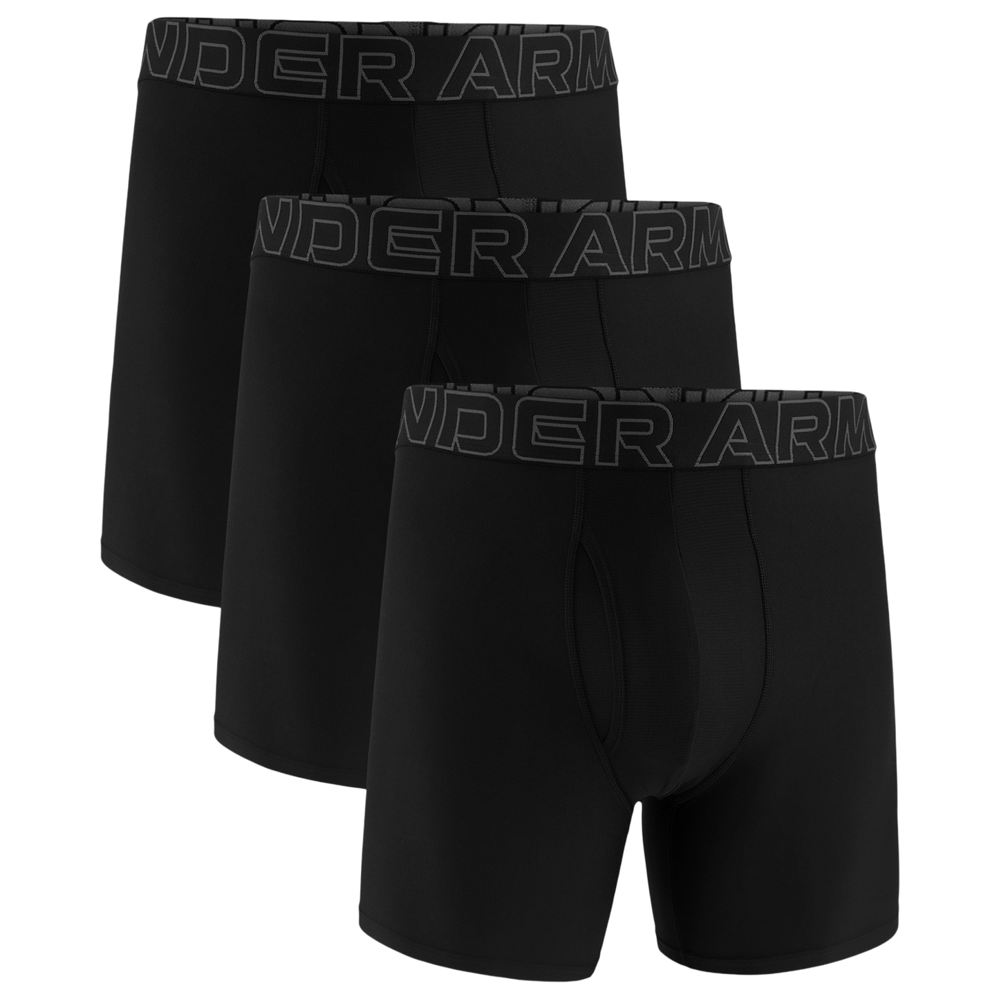 Under Armour Performance Tech Boxer Brief- Solid 6 IN 3PK - Men's - Black/Black/Black