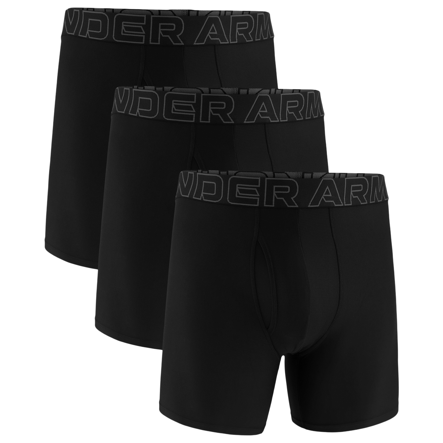 Under Armour Performance Tech Boxer Brief- Solid 6 IN 3PK - Men's - Black/Black/Black