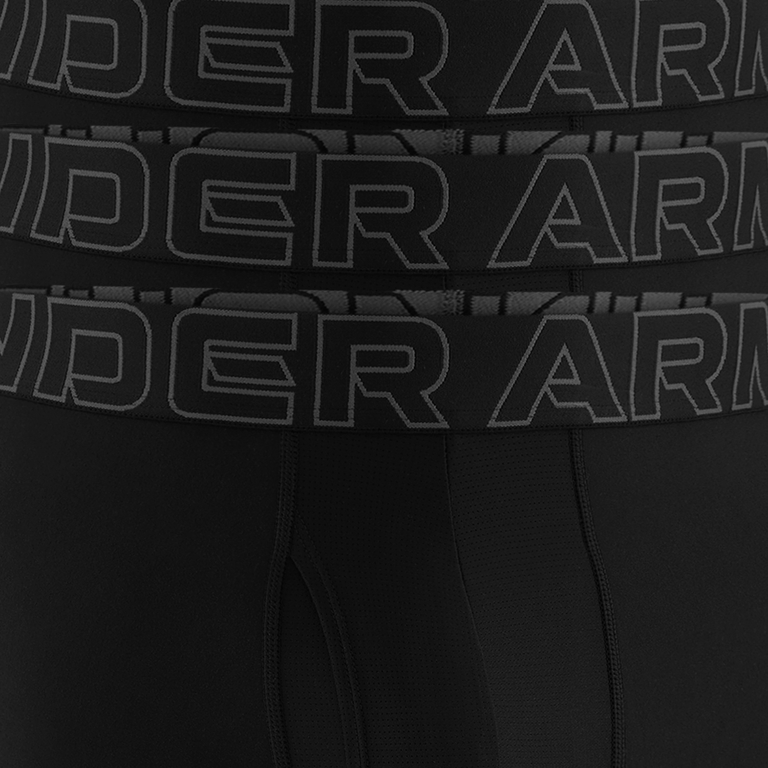 Under Armour Performance Tech Boxer Brief- Solid 6 IN 3PK - Men's - Black/Black/Black