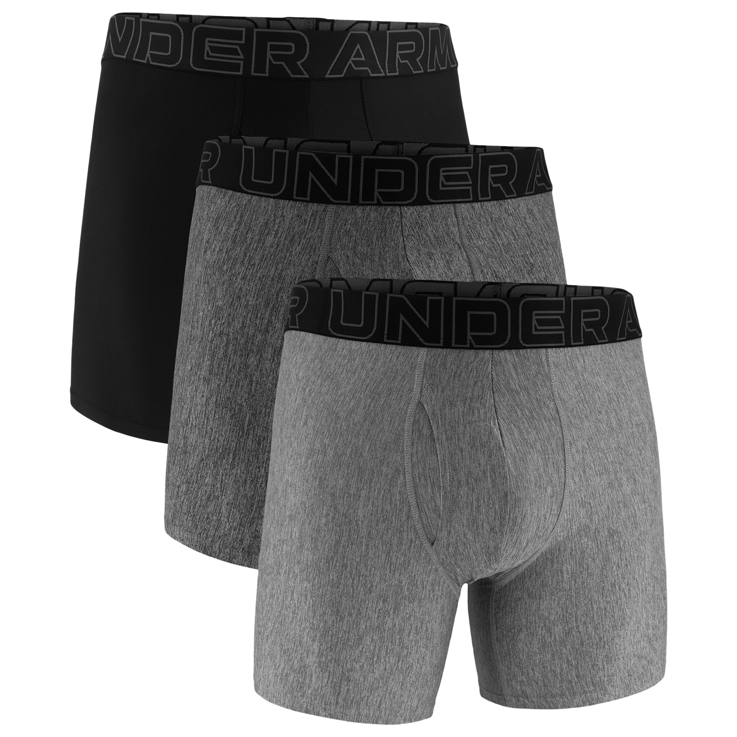 Under Armour Performance Tech Boxer Brief- Solid 6 IN 3PK - Men's - Castlerock/Steel/Black