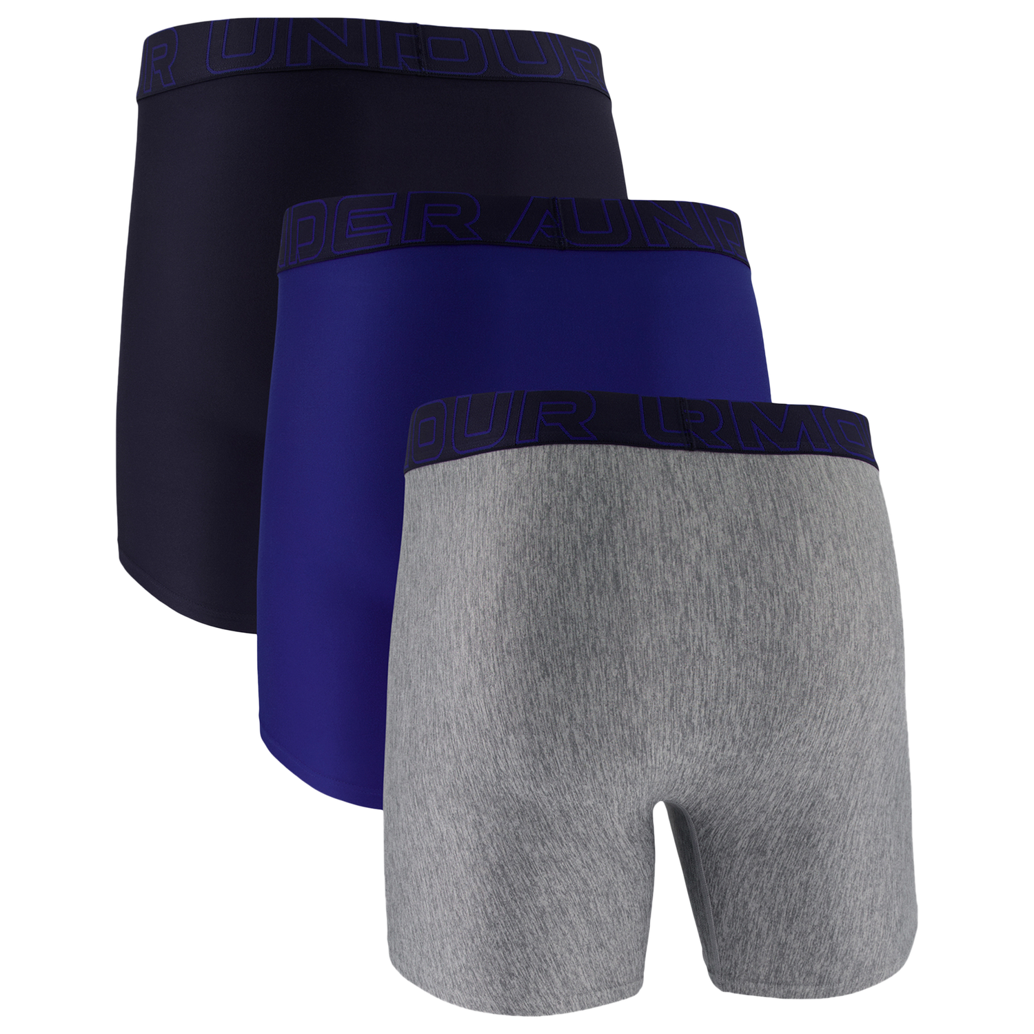 Under Armour Performance Tech Boxer Brief- Solid 6 IN 3PK - Men's - Royal/Steel/Midnight Navy