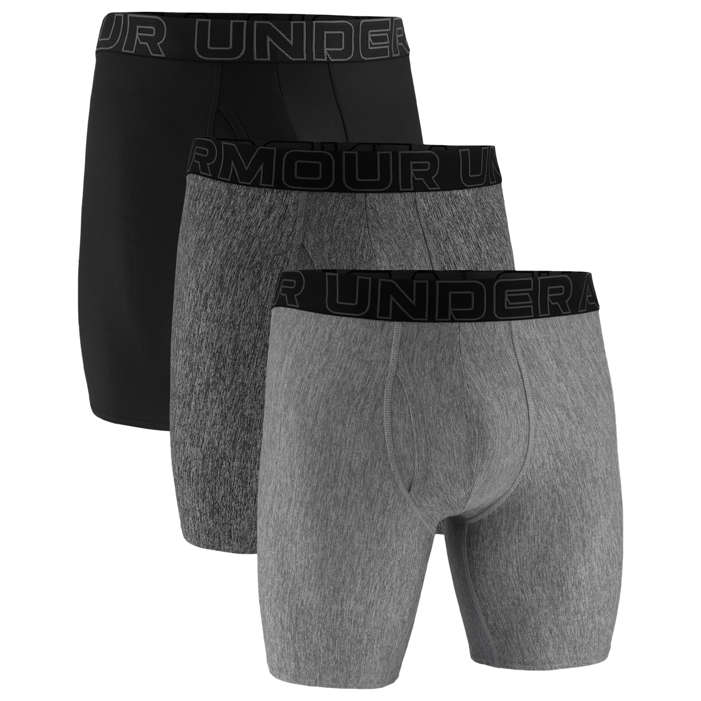 Under Armour Performance Tech Boxer Brief- Solid 9 IN 3PK - Men's - Castlerock/Steel/Black