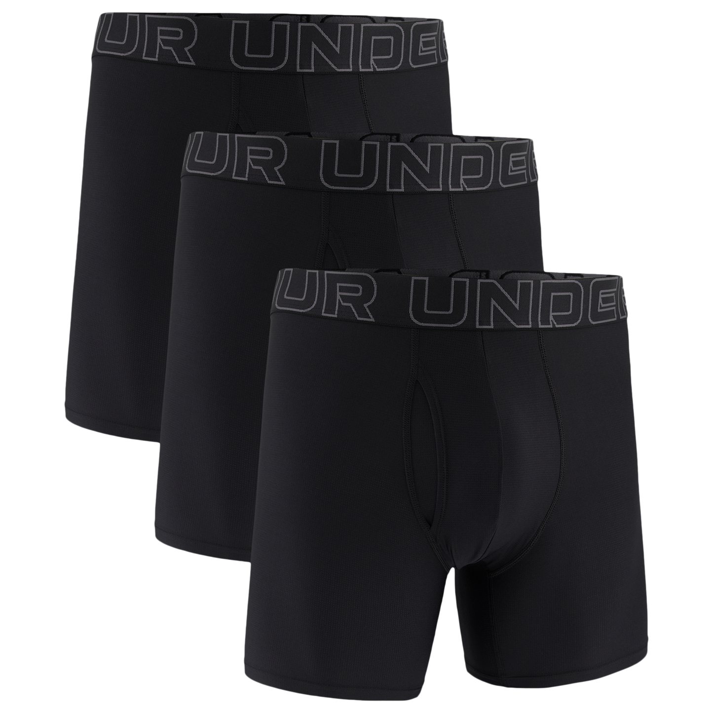 Under Armour Performance Tech Mesh Boxer Brief- Solid 6IN 3PK - Men's - Black/Black/Black