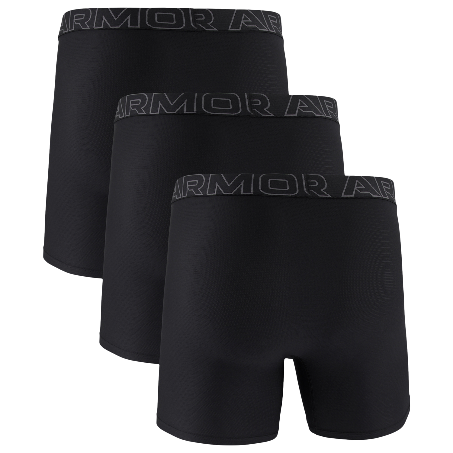 Under Armour Performance Tech Mesh Boxer Brief- Solid 6IN 3PK - Men's - Black/Black/Black