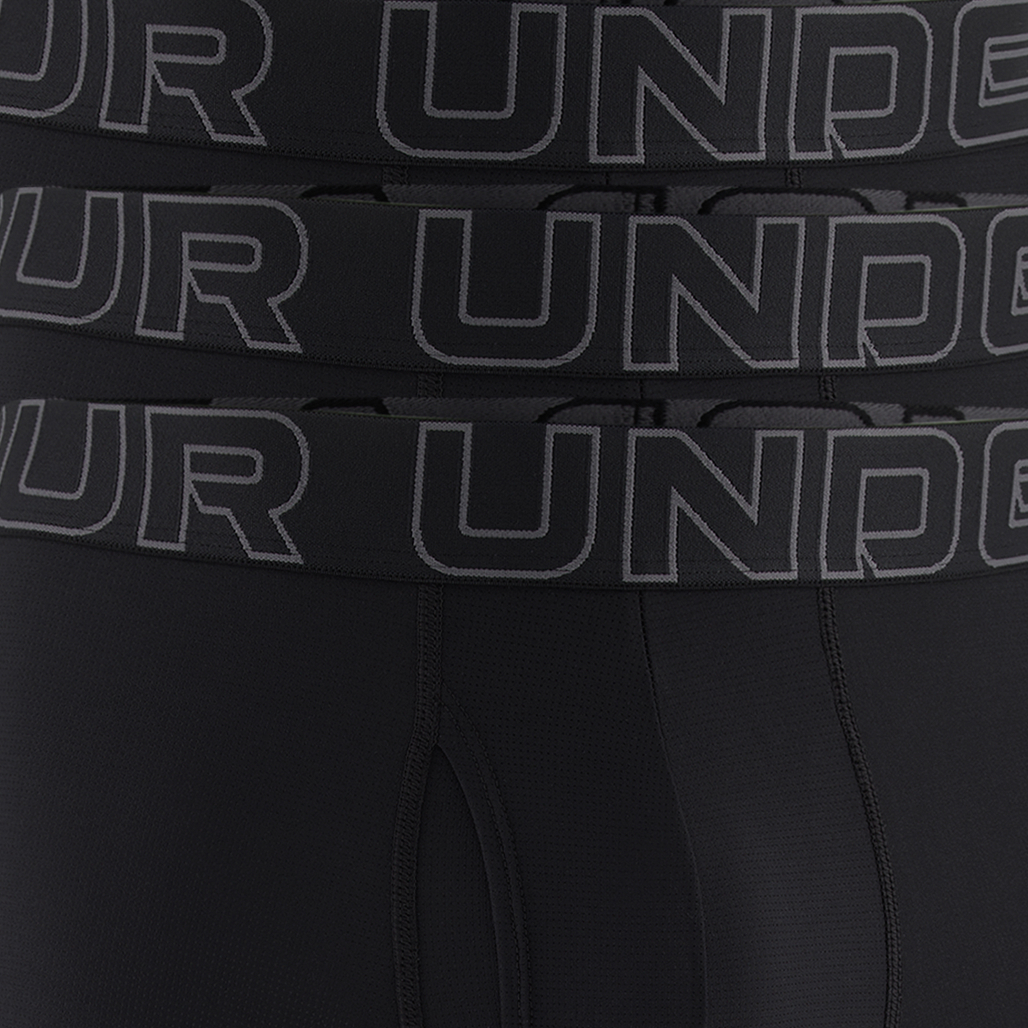 Under Armour Performance Tech Mesh Boxer Brief- Solid 6IN 3PK - Men's - Black/Black/Black