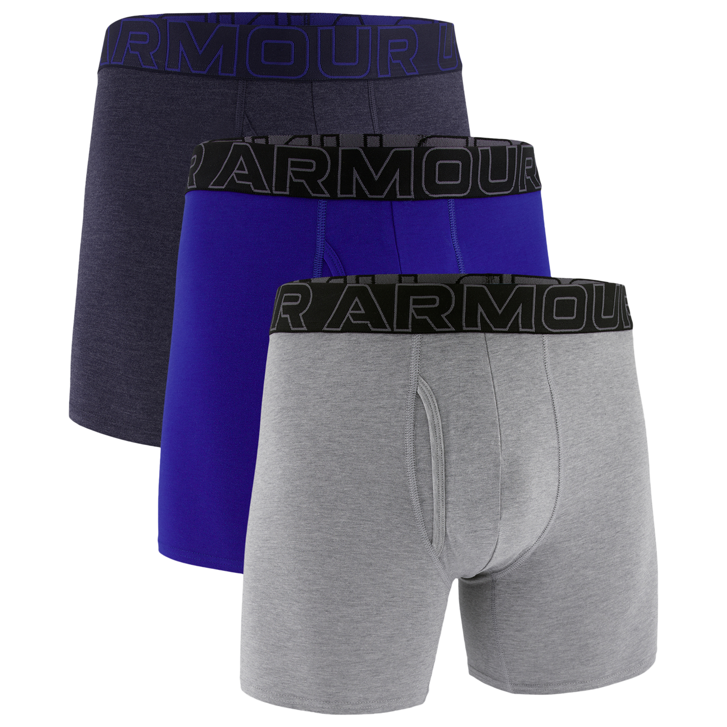Under Armour Performance Tech Mesh Boxer Brief- Solid 6IN 3PK - Men's - Royal/Steel/Midnight Navy