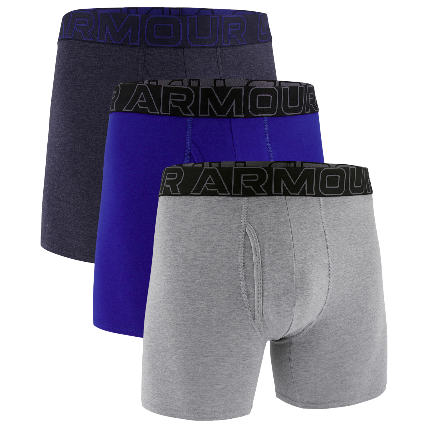 Under Armour Performance Tech Mesh Boxer Brief- Solid 6IN 3PK - Men's - Royal/Steel/Midnight Navy
