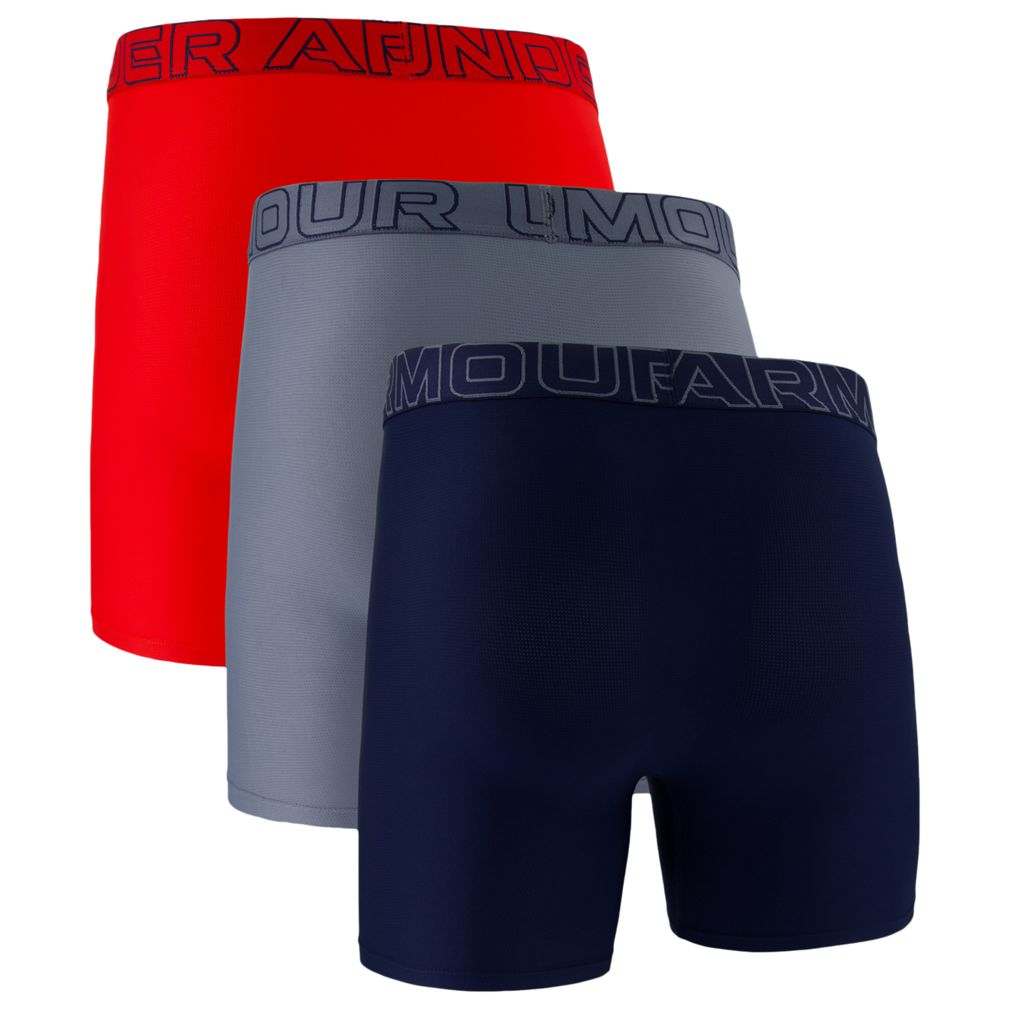 Under Armour Performance Tech Mesh Boxer Brief- Solid 6IN 3PK - Men's - Red/Gravel/Academy