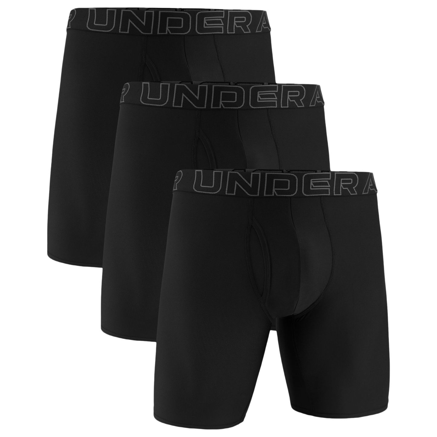 Under Armour Performance Tech Mesh Boxer Brief- Solid 9IN 3PK - Men's - Black/Black/Black