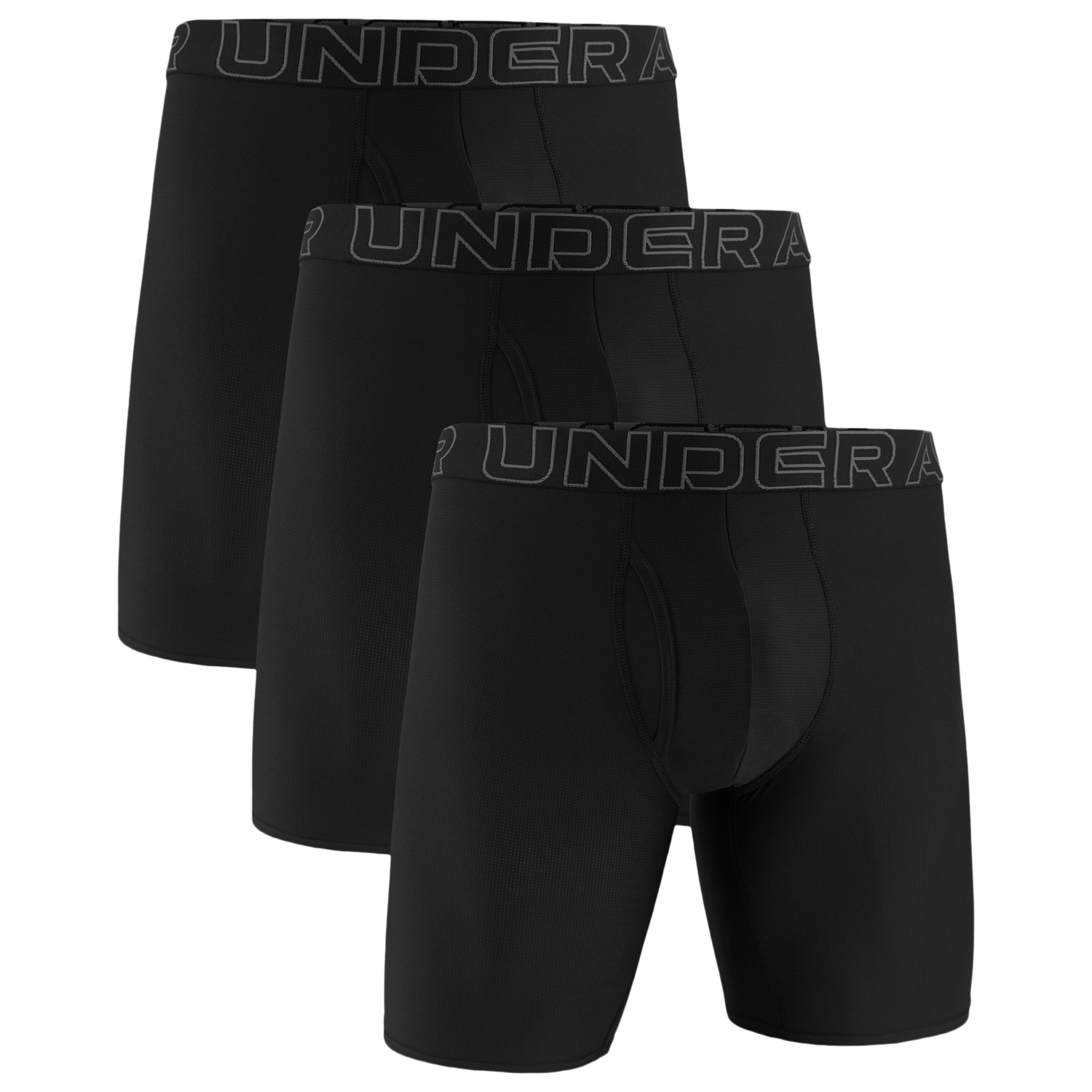 Under Armour Performance Tech Mesh Boxer Brief- Solid 9IN 3PK - Men's - Black/Black/Black