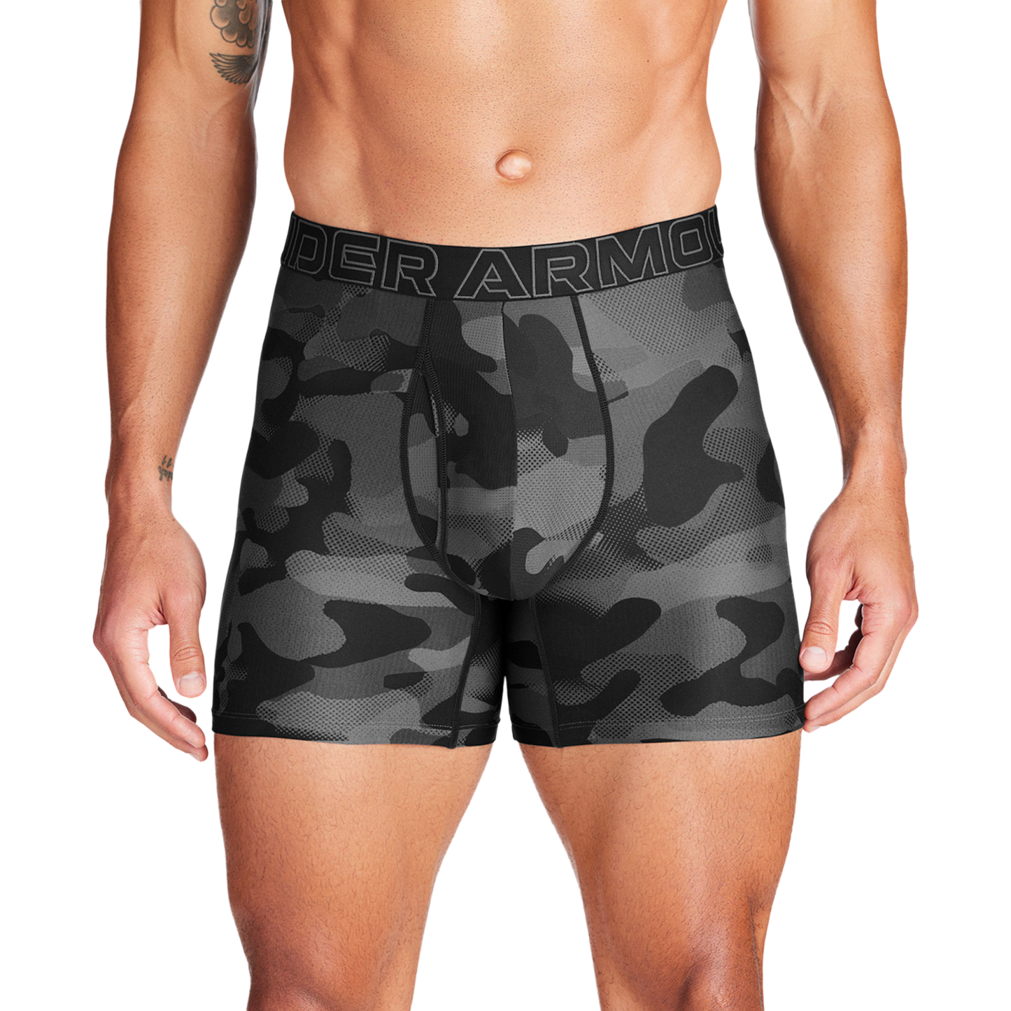 Under Armour Performance Tech Boxer Brief- Print 6 IN 3PK - Men's - Black/Black/Castlerock