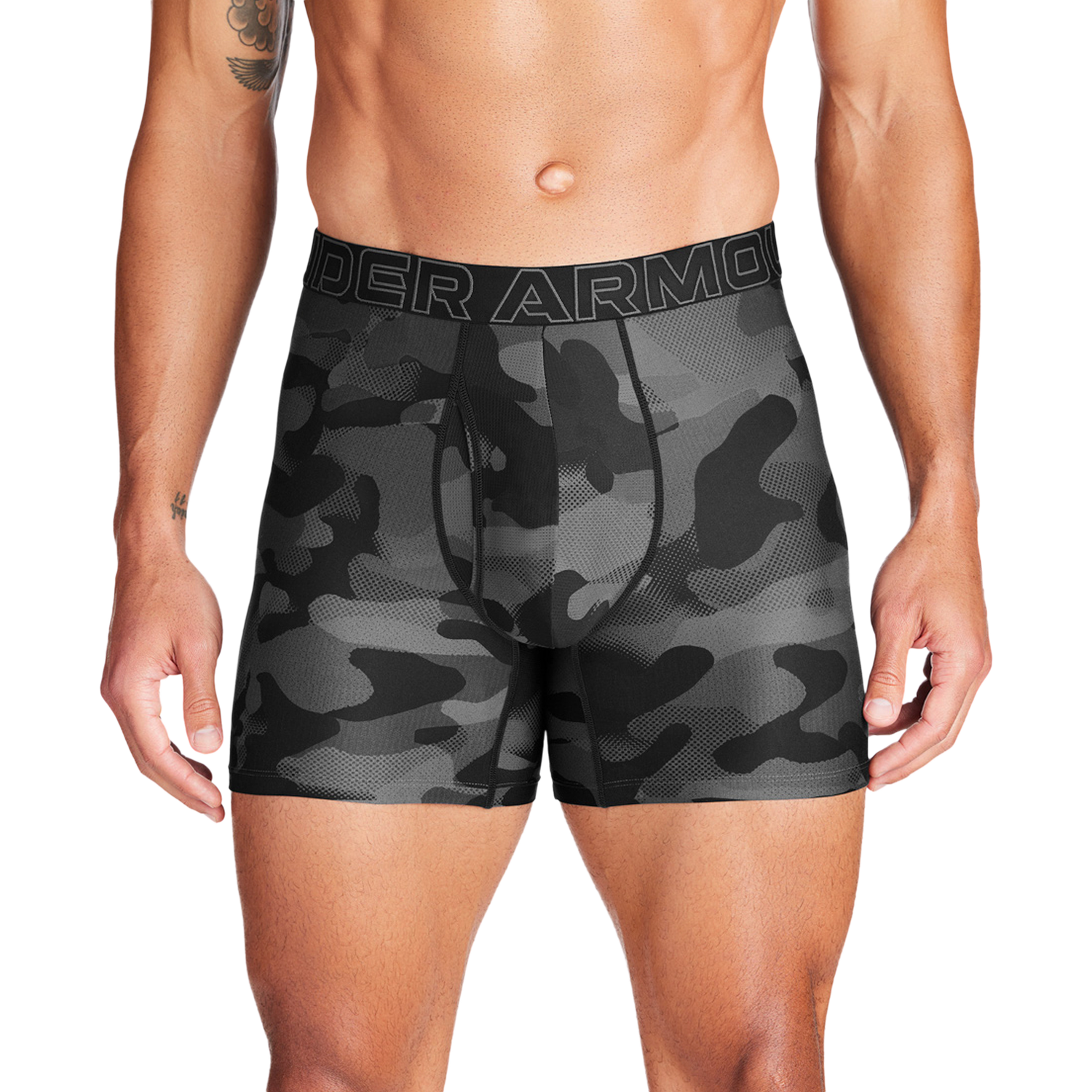 Under Armour Performance Tech Boxer Brief- Print 6 IN 3PK - Men's - Black/Black/Castlerock