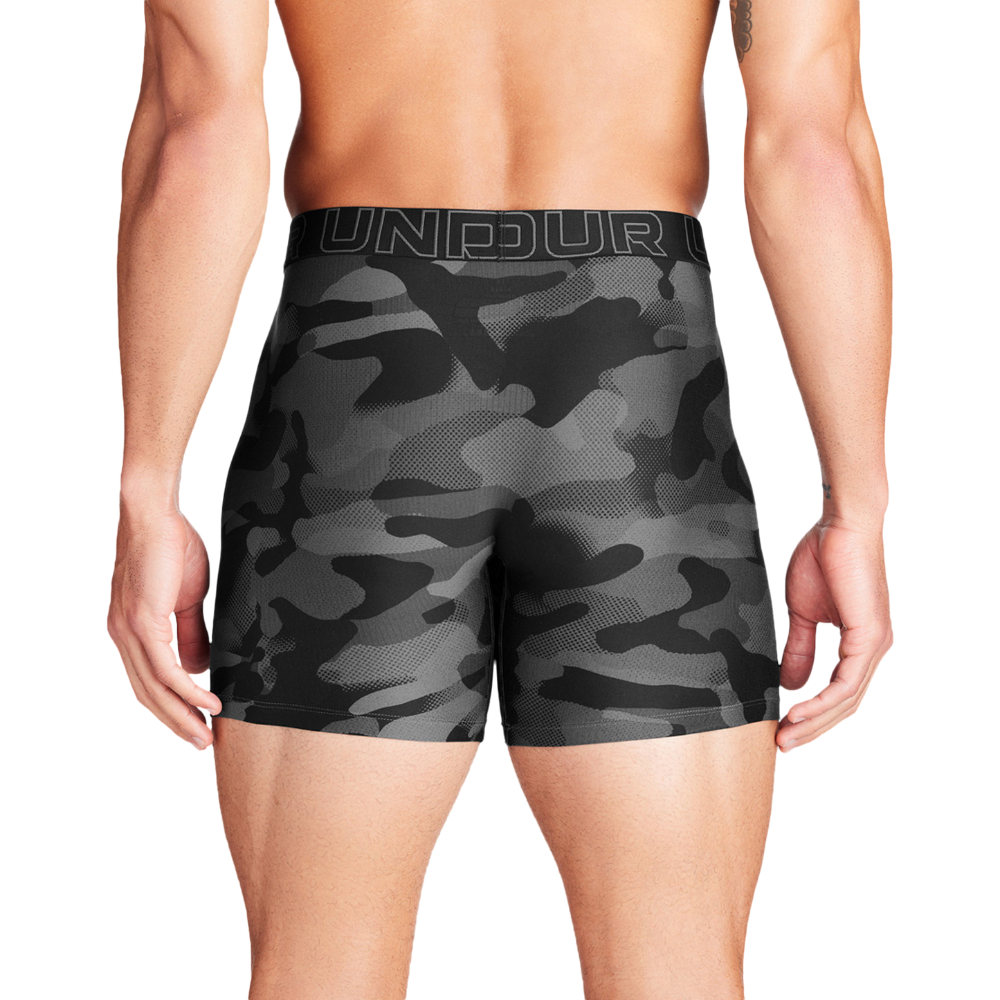 Under Armour Performance Tech Boxer Brief- Print 6 IN 3PK - Men's - Black/Black/Castlerock