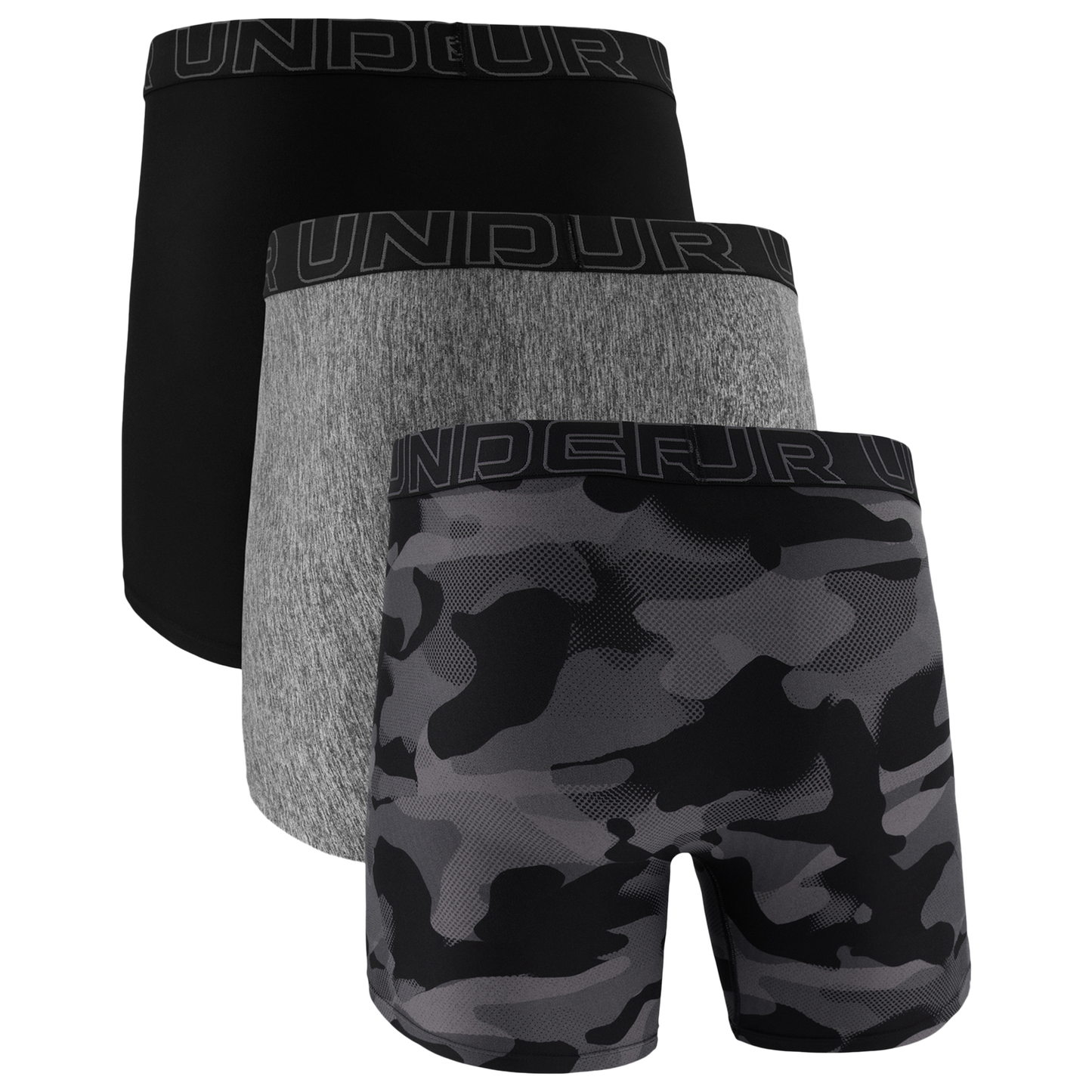 Under Armour Performance Tech Boxer Brief- Print 6 IN 3PK - Men's - Black/Black/Castlerock