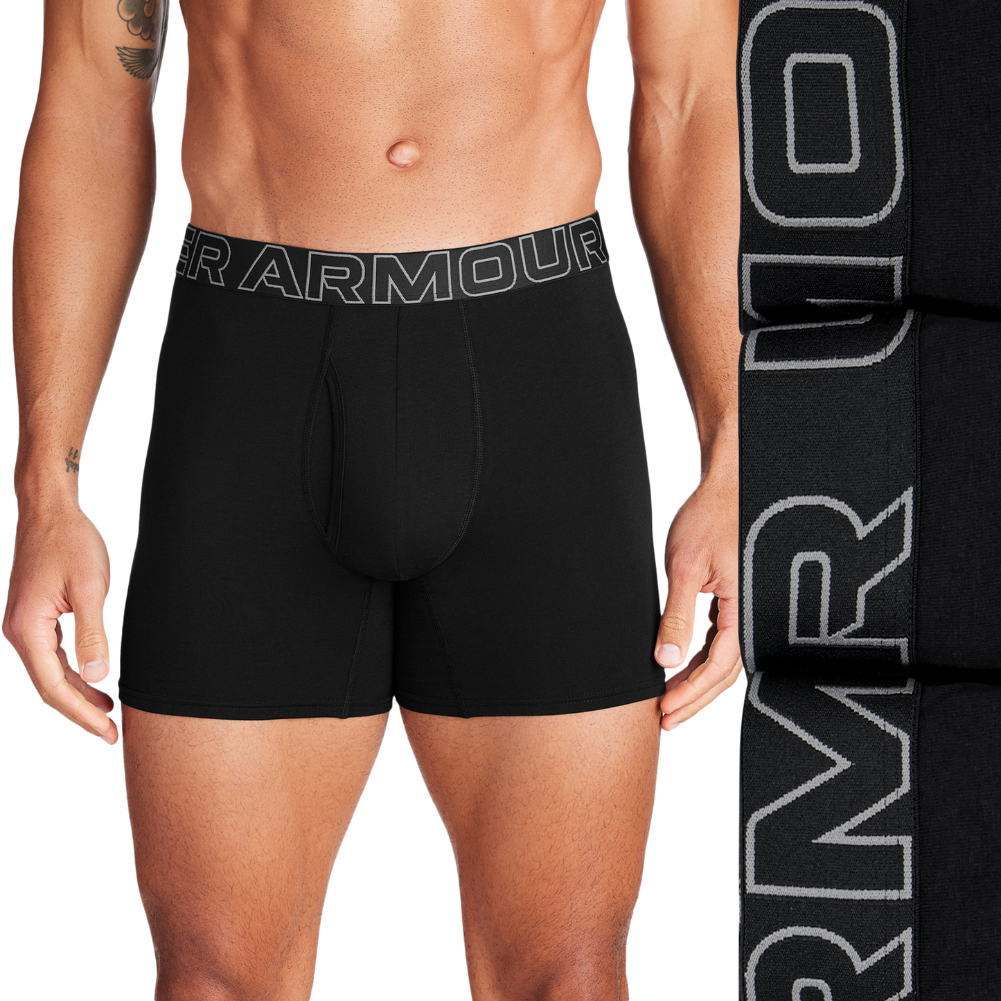 Under Armour Performance Cotton Brief- Solid 6IN 3PK - Men's - Black/Black/Black