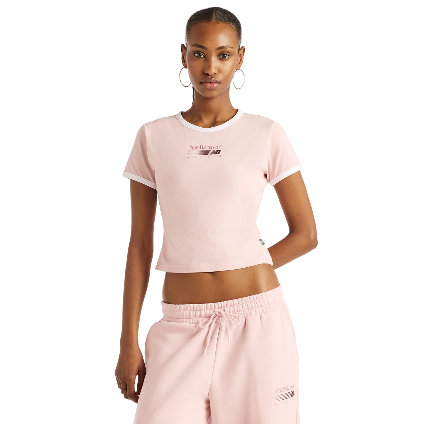 New Balance Trackside Ringer T-Shirt - Women's - Pink Chalk