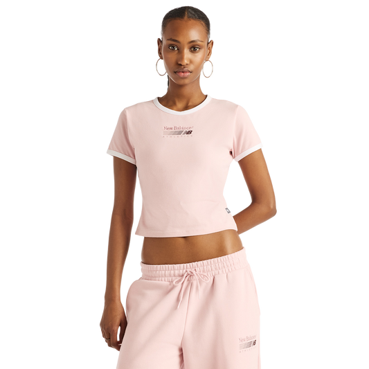New Balance Trackside Ringer T-Shirt - Women's - Pink Chalk