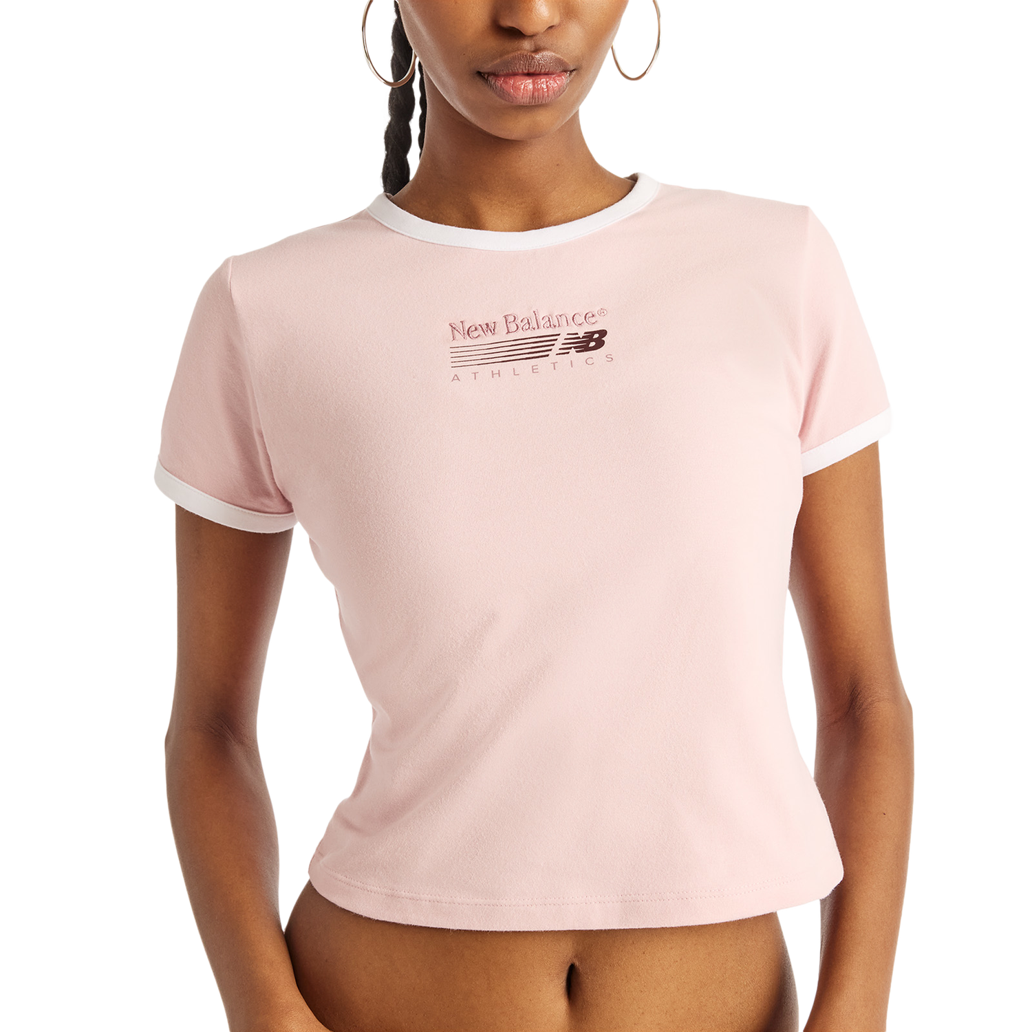 New Balance Trackside Ringer T-Shirt - Women's - Pink Chalk