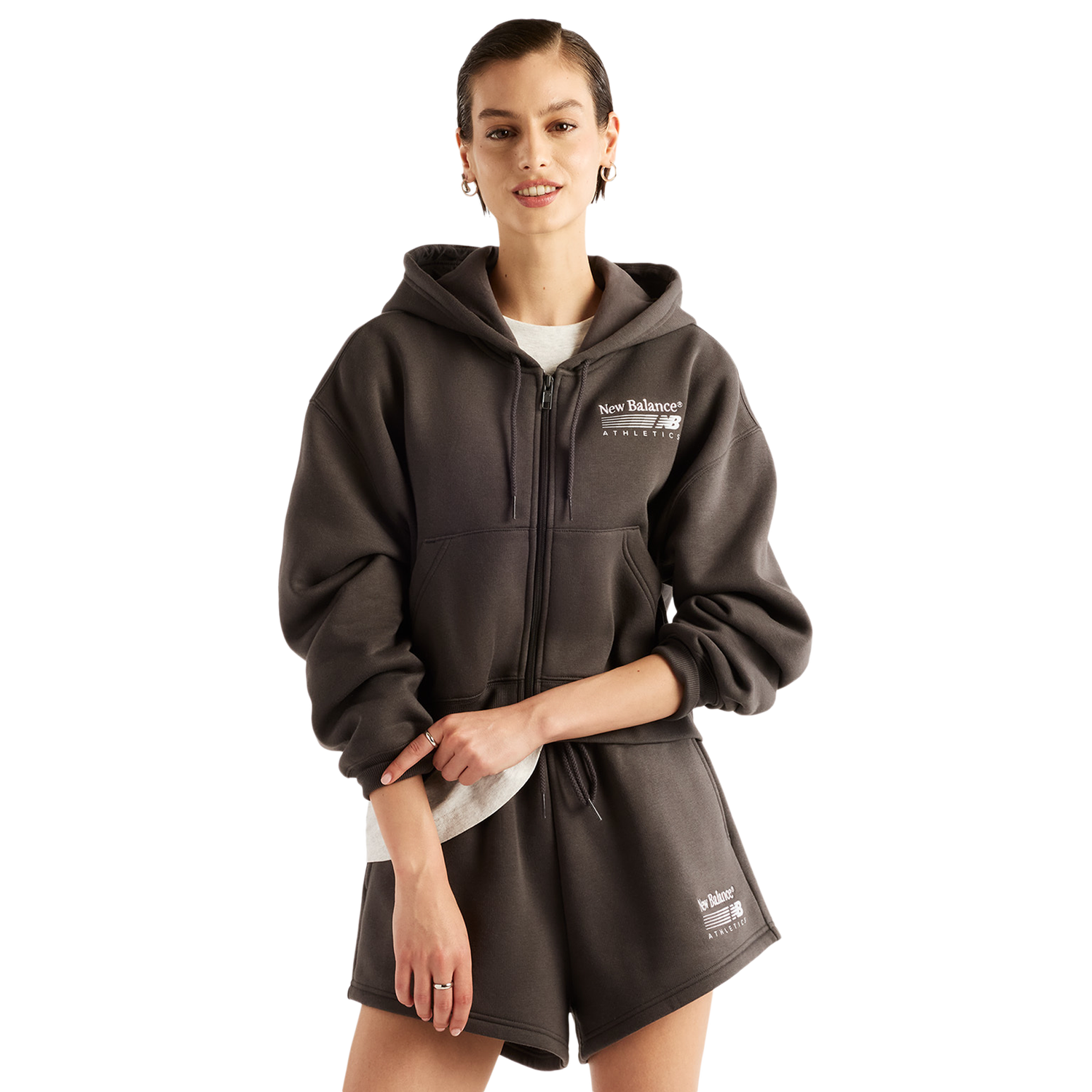 New Balance Trackside Fleece Full-Zip - Women's - Black Cement