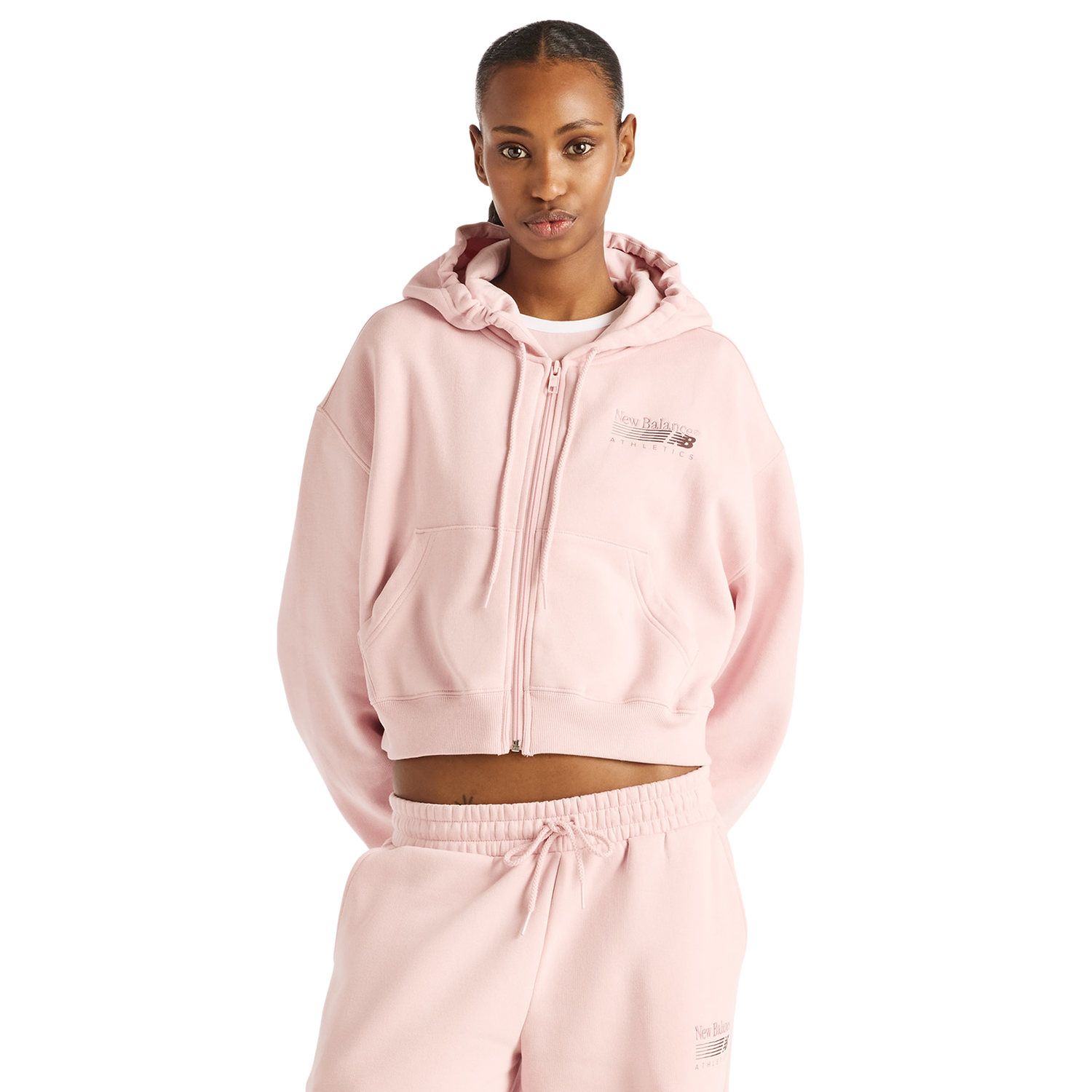 New Balance Trackside Fleece Full-Zip - Women's - Pink Chalk