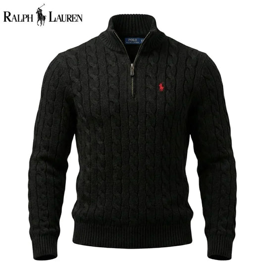 RL Chunky Cable-Knit Cotton Quarter-Zip Sweater