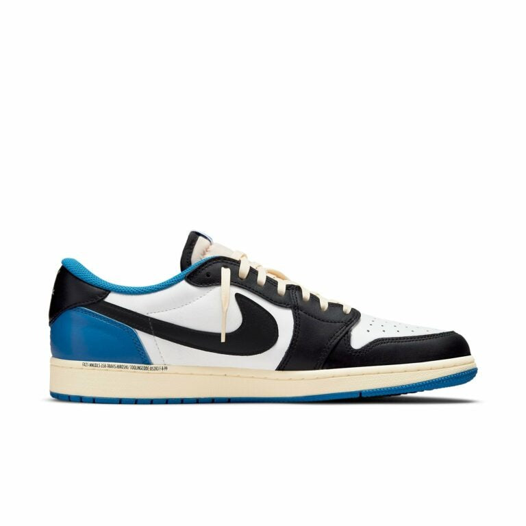 Fragment Design x Travis Scott x Air Jordan 1 Retro Low Sail Black Military Blue