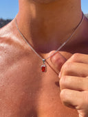 RED GEMSTONE CHAIN | Silver