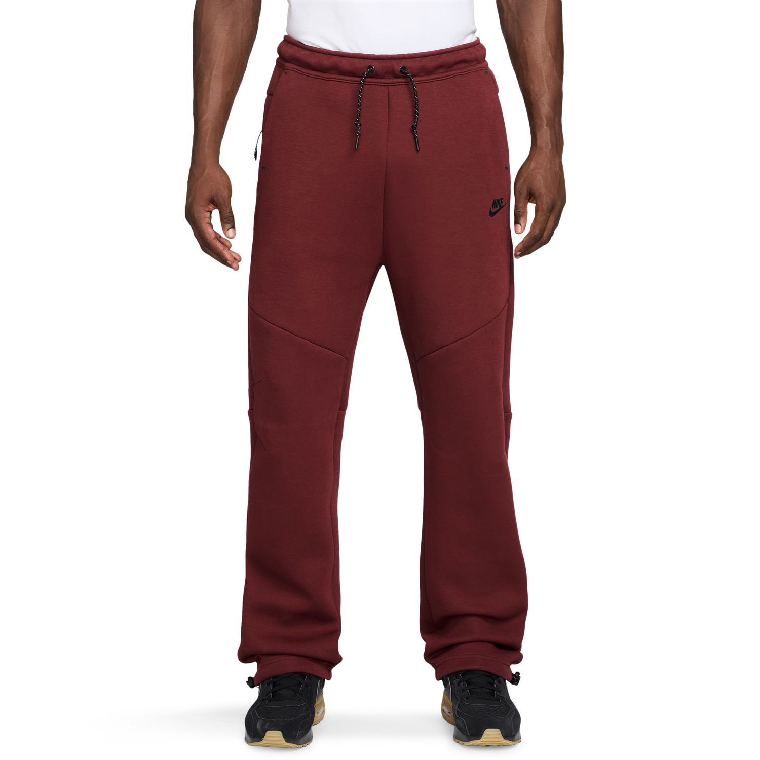 Nike Tech Fleece Open Hem Pants - Men's - Black/Maroon