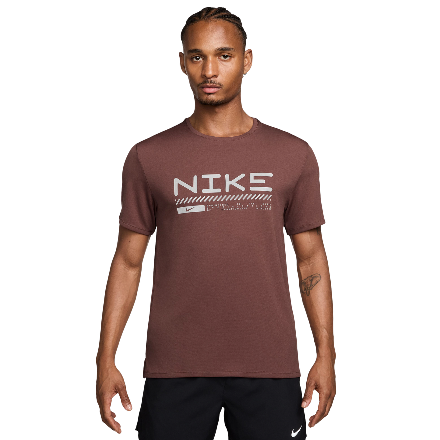 Nike Winter Miler Short Sleeve Top - Men's - Maroon/Silver