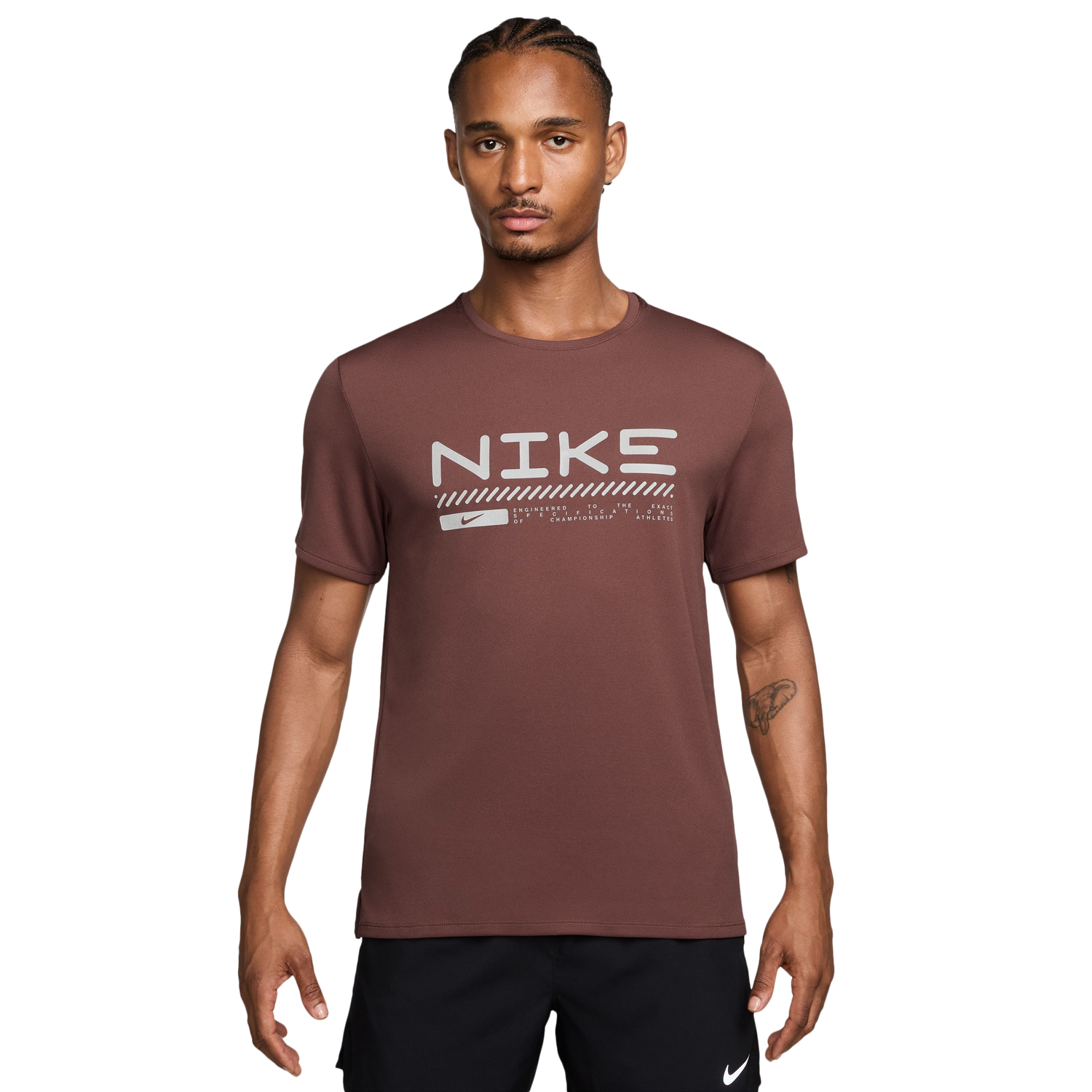 Nike Winter Miler Short Sleeve Top - Men's - Maroon/Silver