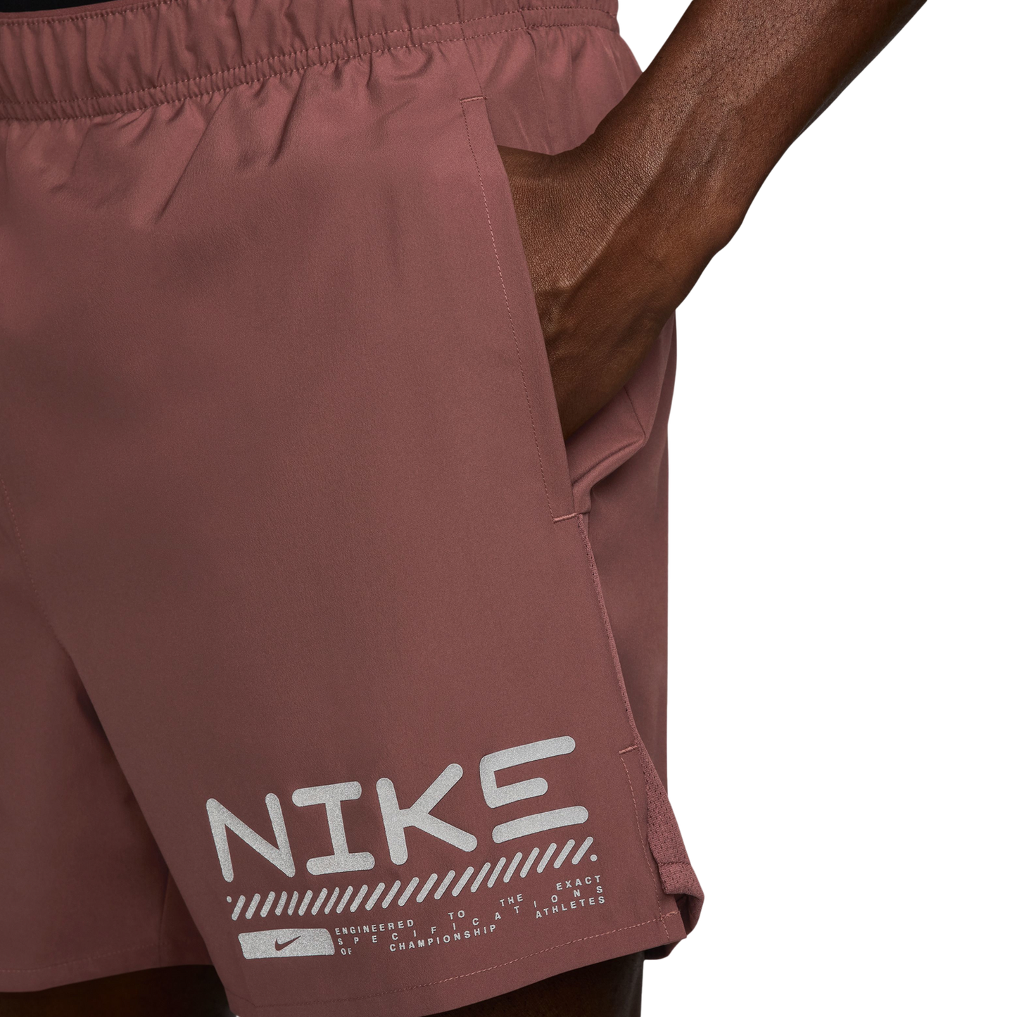 Nike Winterized Chlngr 5" 2In1 Shorts - Men's - Maroon/Silver