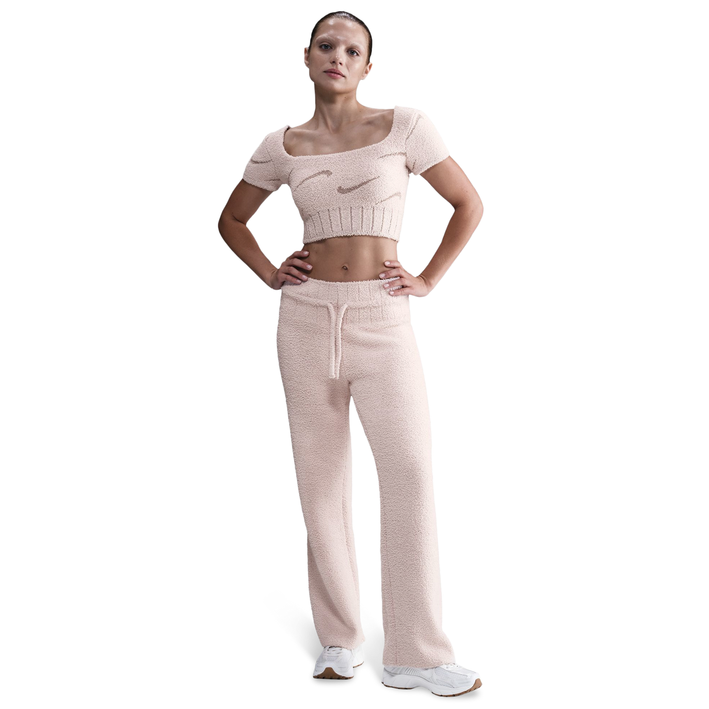 Nike NSW Phoenix  Boucle Short Sleve Crop T-Shirt - Women's - Pink/Pink