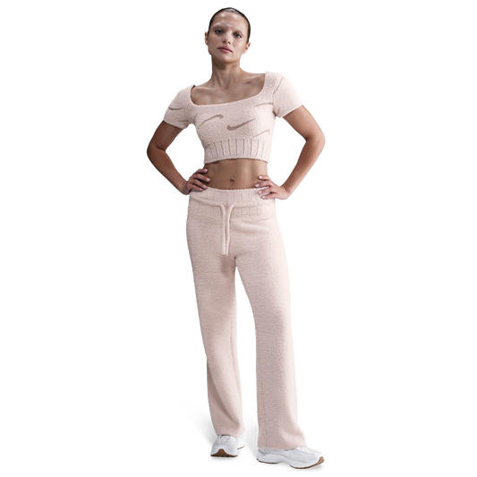 Nike NSW Phoenix  Boucle Short Sleve Crop T-Shirt - Women's - Pink/Pink