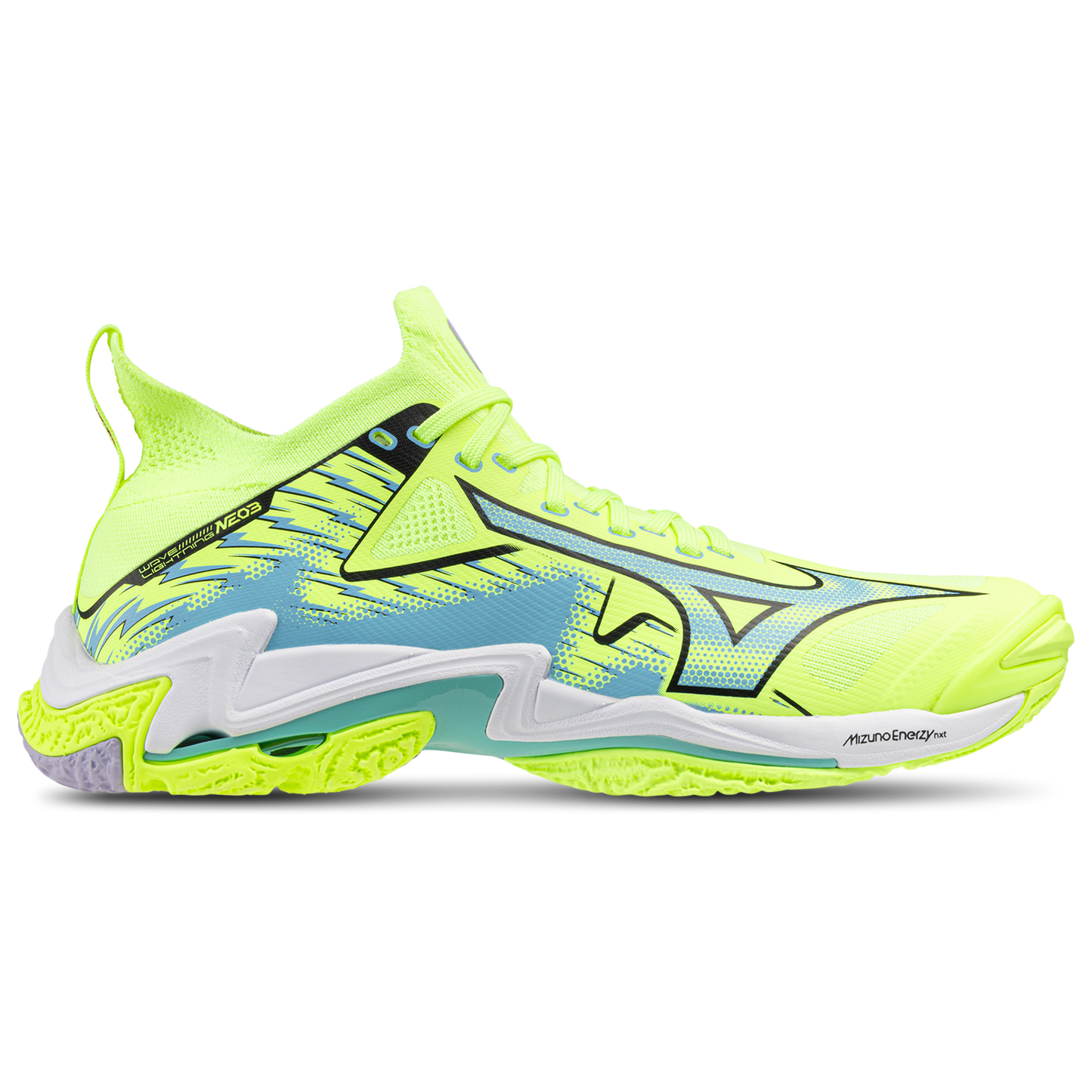 Mizuno Wave Lightning NEO 3 - Men's - Misty Blue/Neo Lime
