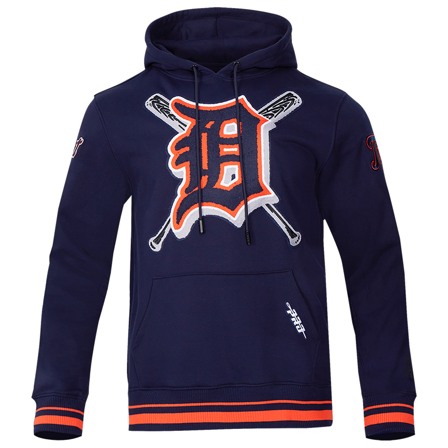 Pro Standard TIGERS MASH UP RIB FLC PO HOODIE - Men's - Midnight Navy/Orange/Midnight Navy