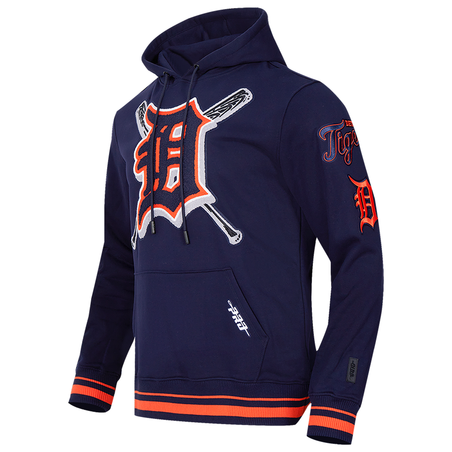 Pro Standard TIGERS MASH UP RIB FLC PO HOODIE - Men's - Midnight Navy/Orange/Midnight Navy