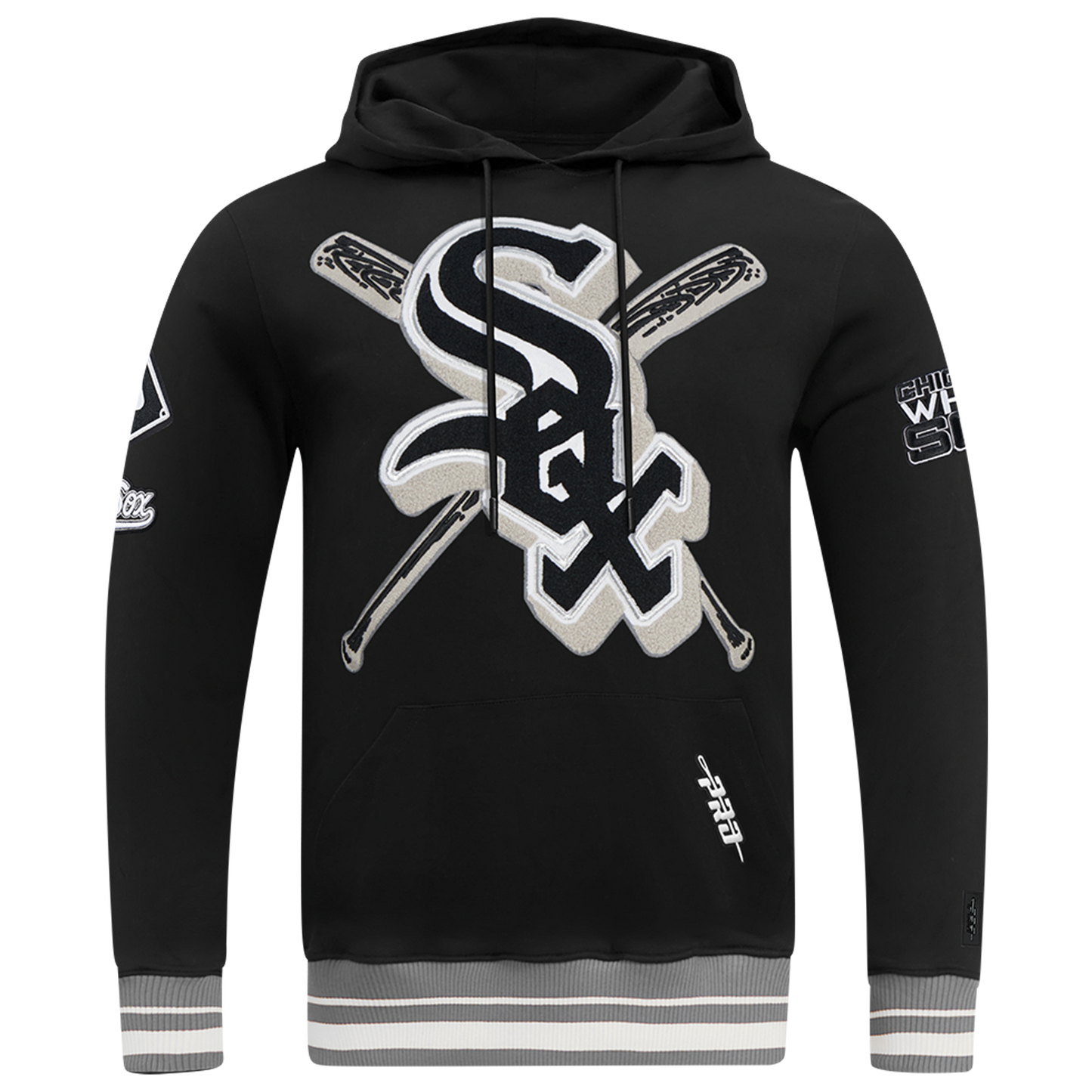 Pro Standard WHITE SOX MASH UP RIB FLC PO HOODIE - Men's - Black/Gray