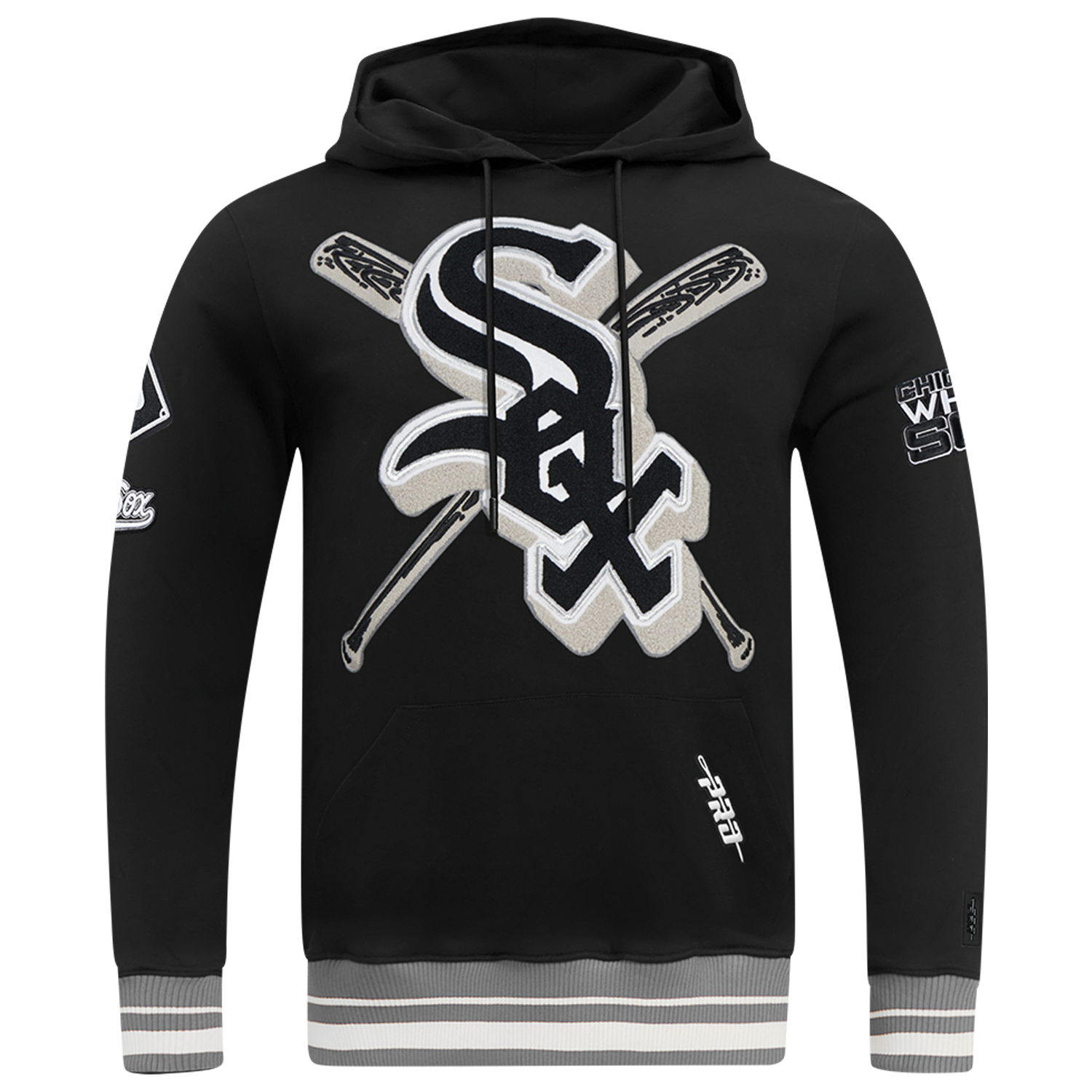 Pro Standard WHITE SOX MASH UP RIB FLC PO HOODIE - Men's - Black/Gray