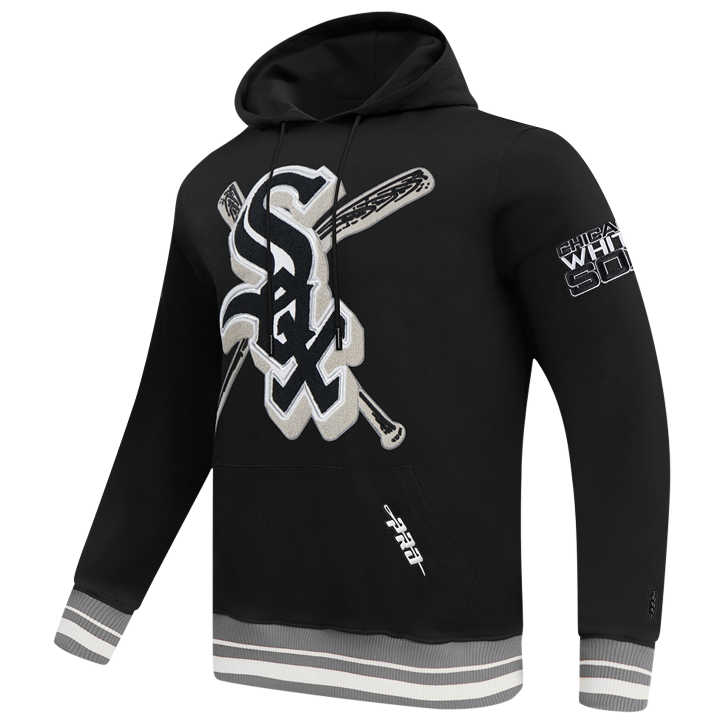 Pro Standard WHITE SOX MASH UP RIB FLC PO HOODIE - Men's - Black/Gray