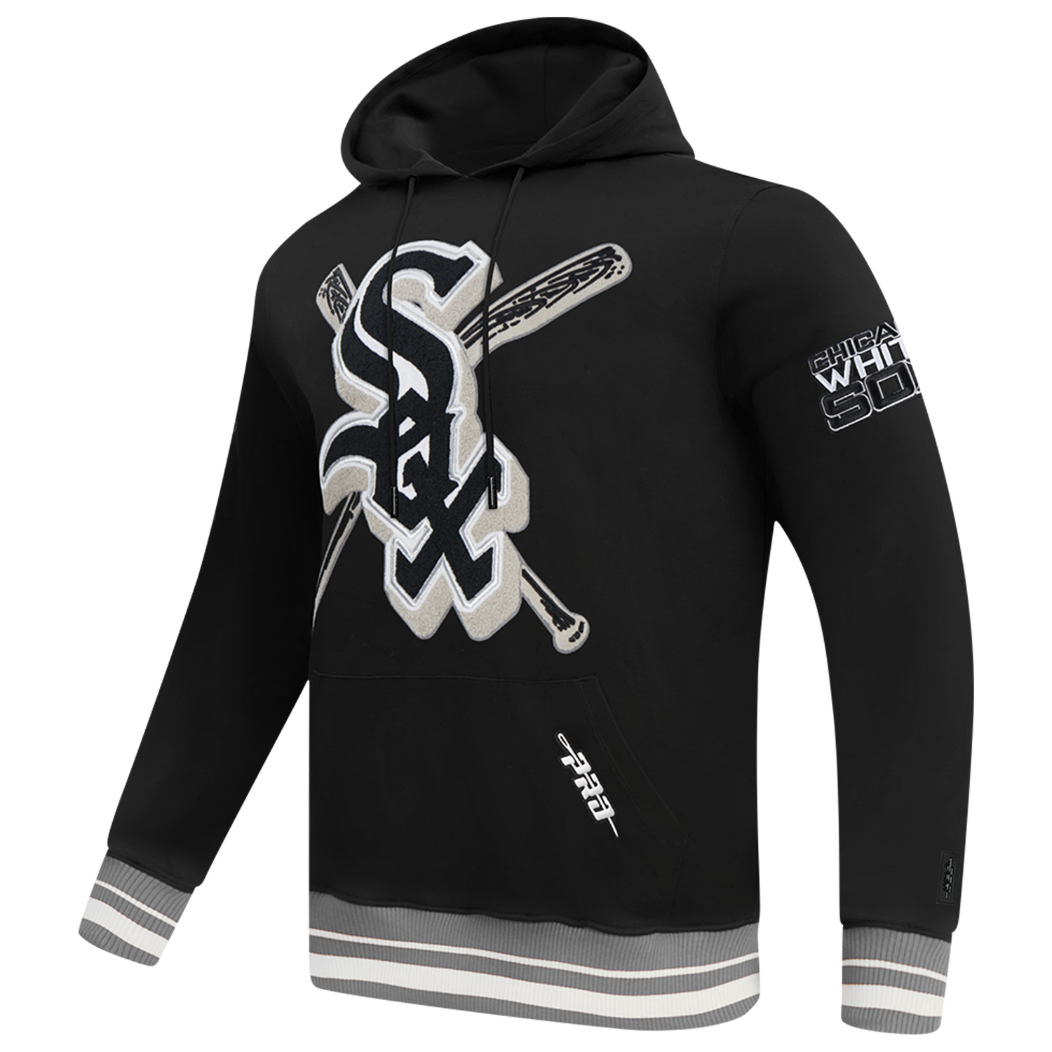 Pro Standard WHITE SOX MASH UP RIB FLC PO HOODIE - Men's - Black/Gray