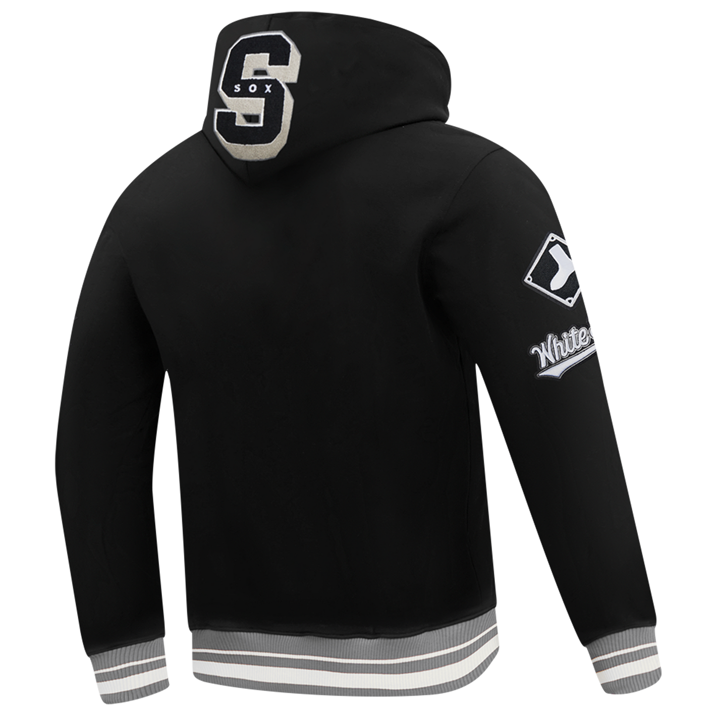 Pro Standard WHITE SOX MASH UP RIB FLC PO HOODIE - Men's - Black/Gray